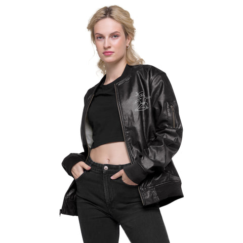 Leather Bomber Jacket Hover